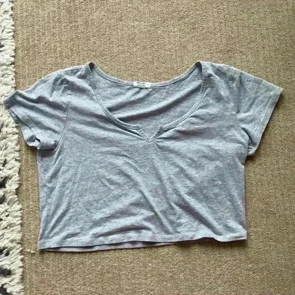Ardene Cropped Short-Sleeve T-Shirt, grey tank size XL. - Picture 1 of 4